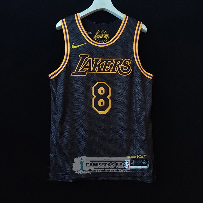 Camiseta Los Angeles Lakers Kobe Bryant NO 8 Black Mamba Autentico Negro